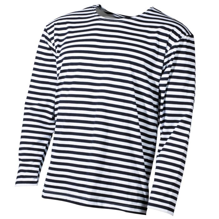 MFH Russisches Marine Shirt, weiß-blau, langarm, Sommer